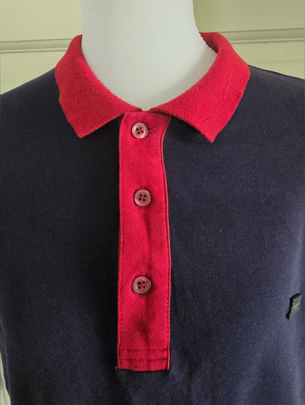 Burberry Navy Polo with Red Trim Short Sleeve Shirt - Picture 3 of 9